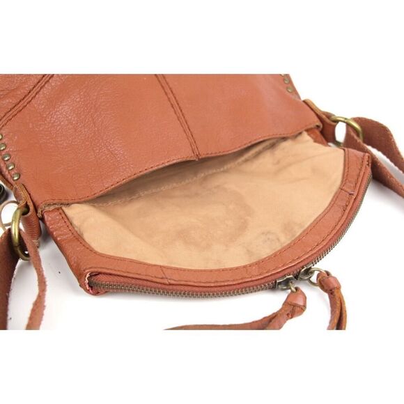 The Sak TAN BROWN GENUINE LEATHER FLAP XBODY BOHO MESSENGER SHOULDER BAG HANDBAG - Picture 8 of 15